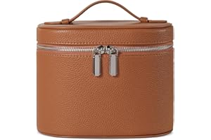 HONITTY Kosmetiktasche Damen, Make Up Tasche für Frauen, Reise Leder Kosmetikkoffer Schminktasche Hartschale, Travel Makeup Bag Cosmetic Case mit Fächern und Griff