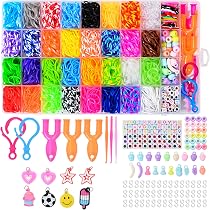 Loom Bands Kit Elastico Bands Kit 2000 DIY Elastici Colorato Nastri Box per Lavorare a Maglia Giocattolo per bracciali Collana per Bambini Regalo fai da te per ragazze
