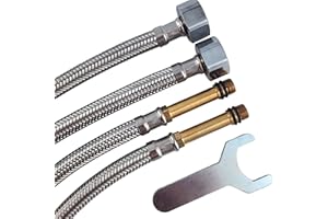 CYILIUEN Pack of 2 80 cm M10 x 1/2" Kitchen Flexible Pipes Flexible Tap Connector Pipes with Installation Tools, Tap Fittings for Kitchen Sink, Bathroom Basin, 1407D2