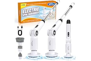 Luctry Brosse de Nettoyage électrique sans Fil avec Bras d'extension réglable, 4 têtes de Brosse de Nettoyage, Brosse électrique pour Salle de Bain, Cuisine, carrelage, sols et baignoires