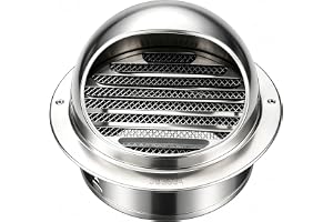 Ø100mm Ventilationsgaller, Moonjor Luftventilationsgaller, 304 Rostfritt stål rund bull näsa Extern köksfläkt Utloppsskydd fö