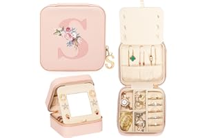 Enthralite Travel Jewellery Box for Girls: Traveling Jewellery Case Gift for Women - Mini Organiser for Necklaces Earrings Pink S