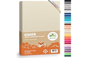 ‎LEEVITEX Premium Kinder Spannbettlaken leevitex® | 1er Set | Für Babybett & Kinderbett 70 x 140 cm | 100% hochwertige Mako-Jersey-Baumwolle - 170 g/m² | Öko Tex geprüft | Naturweiß
