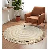 SASHAA WORLD Round Circular Patterned Cotton Tufted Rug | Rug for Living Room, Bathroom, Kitchen, Bedroom, Indoor & Outdoor |