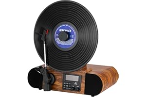 CYBERLUX Platine vinyle verticale avec haut-parleur USB Bluetooth DAB+ radio télécommande | Système de musique rétro nostalgie | Système compact | Chaîne stéréo | Système rétro vintage | Tourne-disque