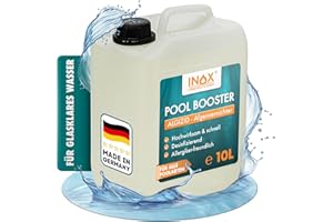 INOX-LIQUIDSYSTEMS INOX® Pool Booster 10 L - Highly Effective Algaecide for Pool | Liquid Algae Killer with Clarifying Effect | Disinfecting Pool Cleaner Against Algae, Bacteria & Germs