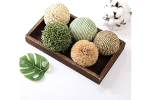 CIR OASES 6pcs 3.5inch Woven Wicker Rattan Balls Decorative Ball Twig Orbs Green Orbs Vase Bowl Filler for Tabletop Decor
