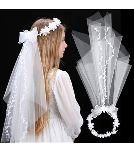 Wisafory Tule haarstrik, bruiloft, bruidssluier met insteekstuk, haarkam, witte parels, strikken, sluier, elegante bruidssluier, korte boog, haaraccessoires voor vrouwen en meisjes