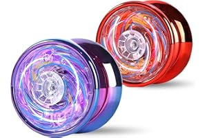 ForestM 2-Pack Light Up Yoyo for Kids, Magic Yoyo Set with Red & Purple LED Lights, Beginner Friendly, Responsive Yo Yo Toy for Tricks and Magic Performances, Includes Protective Case and Accessories