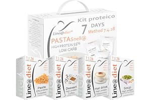 LINE@DIET Alimentos proteicos en una BOLSA COMPLETA con PASTA | Opción A = 21 preparados de PROTEÍNA sin carbohidratos y sin azúcar + 7 paquetes de 50 gramos de PASTA 60% de proteína