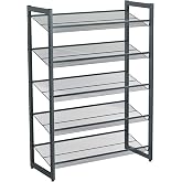 SONGMICS 5 Katlı Ayakkabı Rafı, Genişleyen Metal Ayakkabı Rafı Ayarlanabilir Ayakkabı Rafı 15-20 &Ccedil;ift Ayakkabı, Kısa Bot, Top