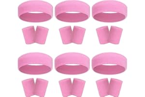 GEEBUZZ 18 Stück Schweißbänder Stirnband Armband Set Bunt gestreift Frottee Sport Athletic Gym 80er Jahre Schweiß Stirnbänder Armbänder