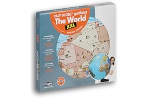 CALY - MARSEILLE HCM Kinzel - Aufblasbarer Caly Globus - Die Welt XXL - Spielerisch die Welt erkunden - Grau - 85 cm Umfang