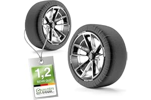 Walser Premium Calze da Neve Omologate Italia EN 16662-1, Set di 2 Catene da Neve in Tessuto per Auto, Catene Invernali per Auto Grigio/Nero Snow Sock