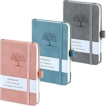 Taccuini A6 Con Copertina In Pelle - Confezione Da 3, Pagine Puntinate, 192 Pagine, Ideali Per Appunti, Diari E Viaggi, Colori Marrone, Verde, Blu - Foto 10