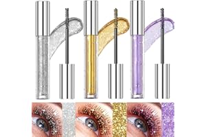BEKOEEN 3 Colori Glitter Mascara Colorato per Ciglia, Scintillante Diamante Mascara Impermeabile, Allungante Sbavature Voluminoso Ricciolo Mascara Colorato, Halloween Natale Festa Occhi Trucco