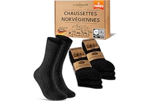 SOCKENKAUF24 Lot de 6 paires de chaussettes norvégiennes pour homme et femme - Chaussettes chaudes en laine