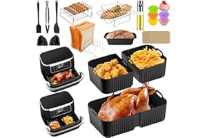 EXSIVEMY Moule Silicone Air Fryer pour Ninja Foodi FlexDrawer 10.4 L AF500EU, 24 Pièces Silicone Accessoires Air Fryer pour Friteuse, AF500EUCP Accessoires 1×10.4L+2×5.2L