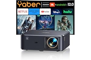 Proyector 4K【Sound by JBL/Google TV/Dolby Audio】 YABER K2s WiFi6 Bluetooth Proyector Full HD 1080P Nativo, Auto Focus/Keystone, Smart proyector Exterior Cine en Casa con Netflix 7000+ Apps