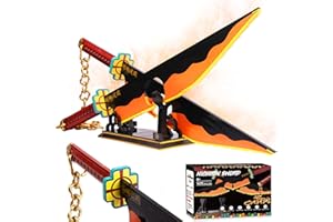JORUMO Dämonentöter-Schwert, 82-Zoll-Doppelklingen-Tengen-Uzui-Schwert-Baustein mit Ständer, handgefertigtes Anime-Schwert-Spielzeug-Bauset zum Sammeln und Verschenken, 1488 Teile (kompatibel mit Lego)