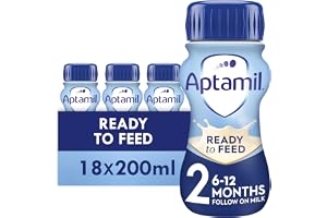 Aptamil 2 Follow On Baby Milk Ready To Use Liquid Formula, White, 6-12 Months, 200 ml, (Pack Of 18)