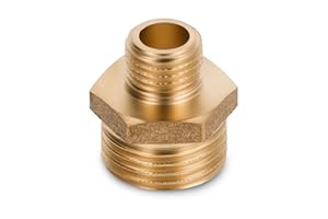 BFG Nipplo di Riduzione in Ottone 1/2" BSP (21mm) Maschio x 1/4" BSP (13,2mm) Maschio, Riduttore, Raccordo Idraulico per Tubi d'Acqua, Raccordi e Connessioni Filetatti, 10 Bar, Temp. Max. 95°C