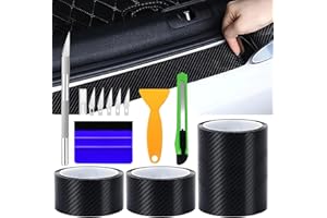 WOOWAIR Film de Protection en Carbone pour Voiture (5 x 500 cm + 10 × 300 cm), Covering Carbone de Voiture, Film de Protection de Peinture Autocollant avec des Outils pour Voiture Moto - Noir