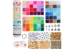 YZZAOO 72 colori 9000 pezzi perline per braccialetti, 3 scatole di perline di argilla set con perline con lettera, perline di argilla polimerica per collana di gioielli fai-da-te