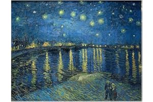 TAXPY Punto De Cruz,Diy Kit De Punto De Cruz 40 * 50Cm Noche Estrellada Sobre Lienzo Impreso Van Gogh 11Ct Bordado De Punto De Cruz Kit Completo Costura Artesanía Hecha A Mano Tejer Conjunto De Kit D