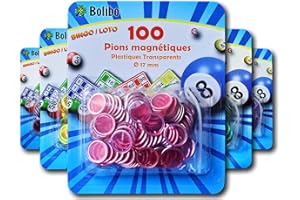 Bolibo - JETON Loto magnétique Rose - 100 PIONS MAGNÉTIQUES - 17 mm de diamètre - Coloris au Choix - Bleu, Orange, Jaune, Vert, Rouge, Violet, etc... - Bingo (Rose)
