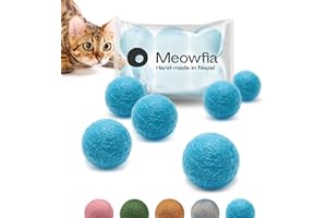 MEOWFIA Kulki wełniane, 6-pak bezpiecznych piłek dla kotów i małych psów, 3,8 cm i 5 cm, filcowana wełna, zabawka dla kota i psa (3,8 cm)