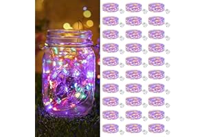 btfarm 30 Pezzi 3 Modalità Stringa Luci Led a Batteria, 2M 20LED Mini Lampada a Batteria Filo Di Rame, IP65 Impermeabile DIY Catena Luminos Lucine per Esterni Natale, Colorato
