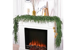 Laelfe 2 Pieza Guirnalda de Navidad Artificial, 183 cm Guirnalda de Pino de Norfolk Verdura Artificial de Toque Real para Decoración Navidad, Chimenea, Mesa, Puerta, Escaleras, Interior y Exterior