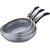 San Ignacio Soul Marble | Non-Stick Frying Pan Set | 3 Pieces of 16, 20 and 24 cm Diameter | Pressed Aluminium | Grey Frying