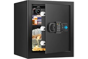 45L Groß Tresore Feuerfest Wasserfest für Zuhause, Digitaler Tresor mit Schlüssel, Sensor-Licht und Abnehmbares Regal, Anti-Diebstahl Safe Tresore für Geld, Dokument, Medizin