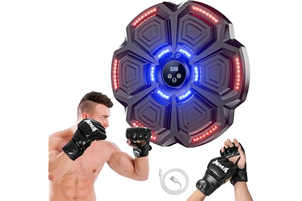 snawowo Music Boxing Machine Adulte - 9 Modes de Vitesse Cible Boxe Mural Musique avec Gants de Boxe - Comptage Intelligent et Bluetooth Musicboxing pour Entraînement à la Maison