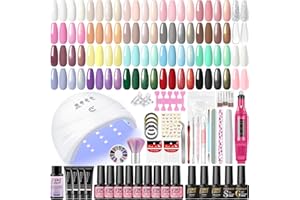 Kit Ongle Gel UV Complet - PEACECOLOR 20 Vernis Semi Permanent Lampe UV/LED+4 Poly Nail Extension Gel, Ponceuse pour Ongles Base et Top Coat Nail Art Ongle Gel Kit Coffret Débutants