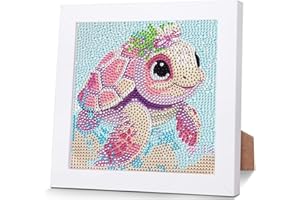 CarlonLin Diamond Painting Kinder Mit Holzrahmen, 5D Diamond Painting Kinder ab 4 5 6 7 8 9 10 Jahre, DIY Diamant Painting Bilder Kinder Mädchen Tiere für Home Wand Decor 18 x 18 cm (AB127)