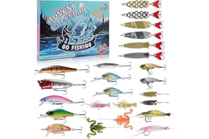 Joeyan 2025 Fishing Advent Calendar, 24 Days Christmas Countdown Fishing Lure Advent Calendar for Adult Men Teen Boys, Surprise Xmas Anglers Gift, Ideal for Bass, Trout, Freshwater & Saltwater
