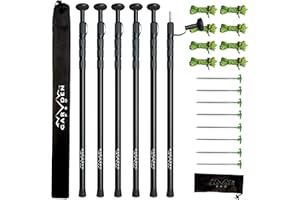 GARDEN V PRO Telescoping Tarp Poles | Replacement Canopy Adjustable Aluminum Rods, Portable & Lightweight for Tent Fly, Awning, Outdoor Camping, Hiking, Backpacking & Rainfly + Pegs & Reflective Ropes