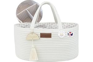 Yunioo Organisateur de panier à couches pour Bébé│Organisateur de table à langer pour chambre d'enfant│Sac à langer│Panier de rangement pour couches│Organisateur de jouets│Panier à langer