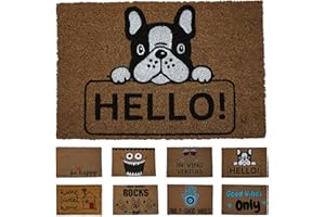 koko doormats Felpudo Wejście do domu Originals - Włókno kokosowe i PCV - Felpudo Zewnętrzne Buldog francuski - Hello - 40x60 cm - Dywany drzwi wejściowe do domu Zewnętrzne - Oryginalne i zabawne pluszowe