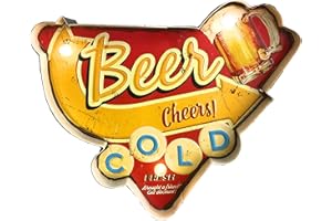DiiliHiiri Light Sign Retro Sign Wall Sign in Vintage Style LED Sign for Bar Beer Decorative Sign Accessories for Home Decor 50s Home Decoration Retro Light Box Metal Crafts (Beer Cheers)