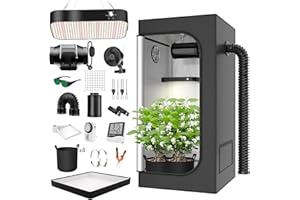 TOPRON Growzelt Komplettset Led Grow Tent Kit 200W LED Vollspektrum Grow Lampe Dimmbar, 100x100x200cm GrowZelt Kit Komplettes Hydroponics Grow Tent Complete Set (100x100x200cm)