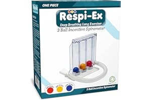 Respi-Ex Deep Breathing Lung Exerciser, 3 Ball Incentive Spirometer, Washable and Hygienic Breath Measurement System, Package with Hygienic Seal