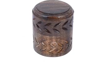 Hind Handicrafts Urnas redondas grabadas de madera para cenizas humanas adultas Caja de madera Urnas de cremación de palisandro para cenizas Urnas funerarias grandes (15 pulgadas cúbicas antiguo 1)