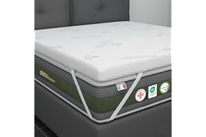 MATERASSI RUSSO Topper matrimoniale 160x190 in Memory Foam ad Alta Densità 5 cm | Correttore materasso sfoderabile in Aloe Vera | Coprimaterasso imbottito Rinfrescante, massaggiante e traspirante | Made in Italy