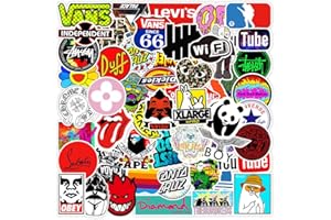 EOCOYAR 100PCS Cool Brand Stickers Pack, Vinyl Waterproof Aesthetic Stickers for Laptop,Skateboard,Water Bottles,Computer,Phone, Guitar,Stickers for Adults,Teens, Kids,Girl,Children