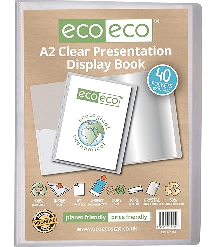 Raccoglitore A2 Riciclato 50% - Portadocumenti Con 40 Tasche Trasparenti, Ideale Per Archivi E Presentazioni - Foto 8