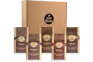 ‎VIETBEANS VietBeans Kaffeebohnen Probierset - Fünf spannende Kaffeesorten für Kaffeeliebhaber - Geschenkset - 5 x 250g Exklusive Kaffeespezialitäten – Kaffeegeschenk (Großes Geschenkset ganze Bohne)